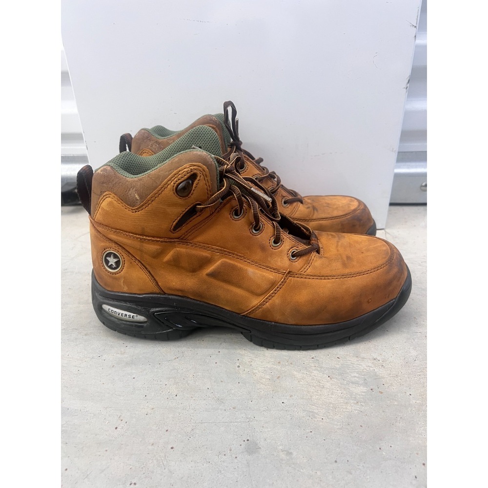 Converse C4388 Work Boots Mens US 8.5W Brown Leather Composite Toe Ankle Hiking